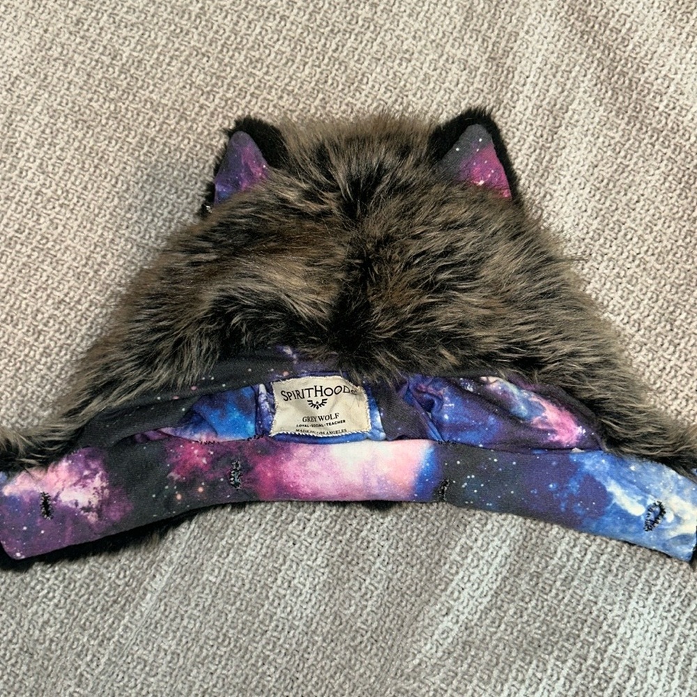 Spirithood grey wolf galaxy half hood
